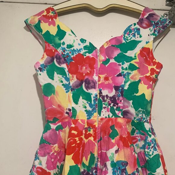 VINTAGE ALGO-ETTES MIDI FLORAL PRINT BELTED DRESSES SIZE 11/12 - Picture 7 of 10